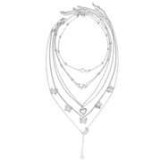 Silver Layering Necklaces Combo of 6 PC